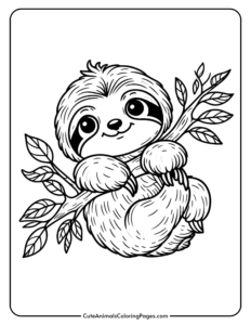 Sloth Coloring Pages (9 Free Printable Pages) - Cute Animals Coloring Pages