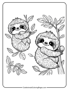 Sloth Coloring Pages (9 Free Printable Pages) - Cute Animals Coloring Pages