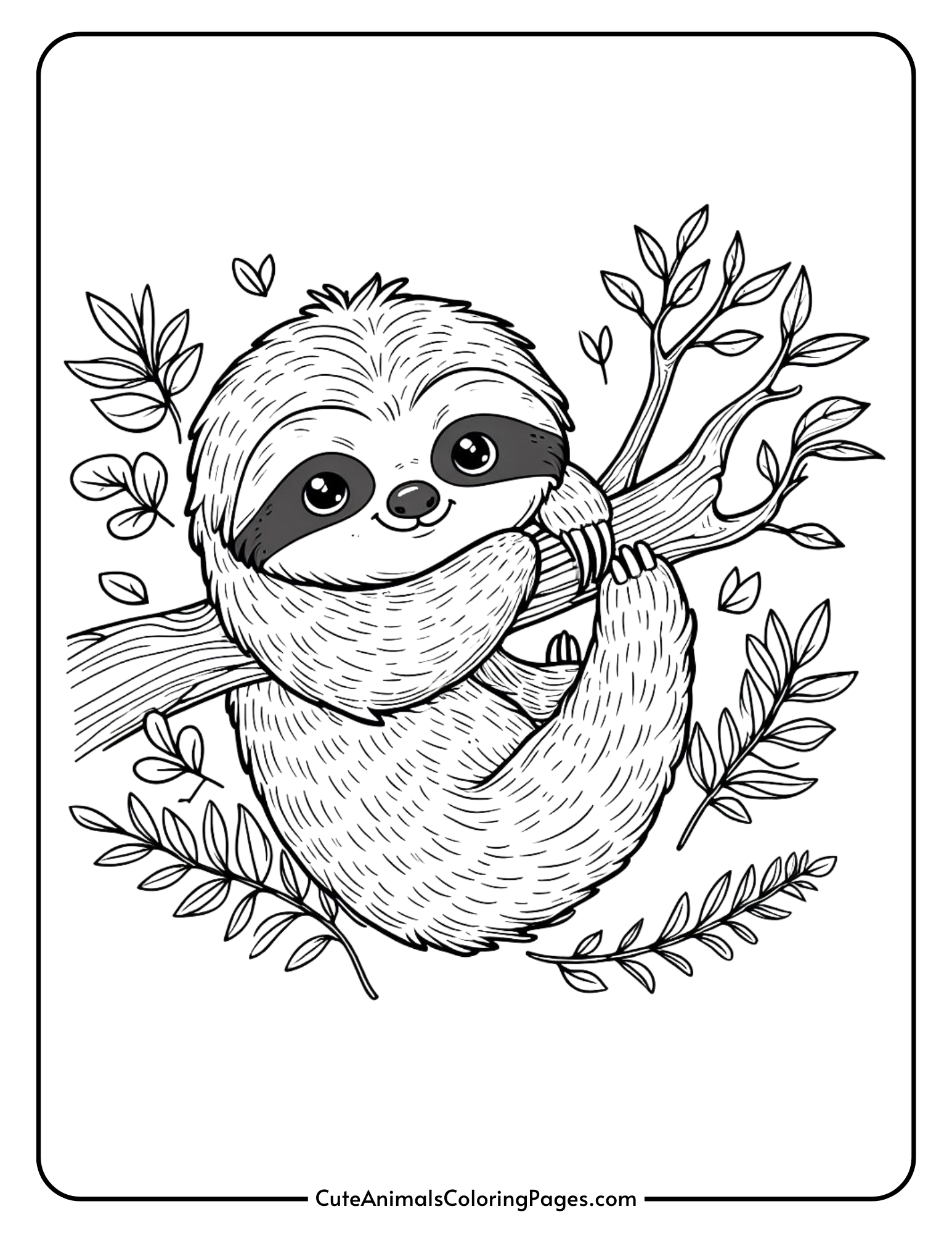 Sloth Coloring Pages (9 Free Printable Pages) - Cute Animals Coloring Pages