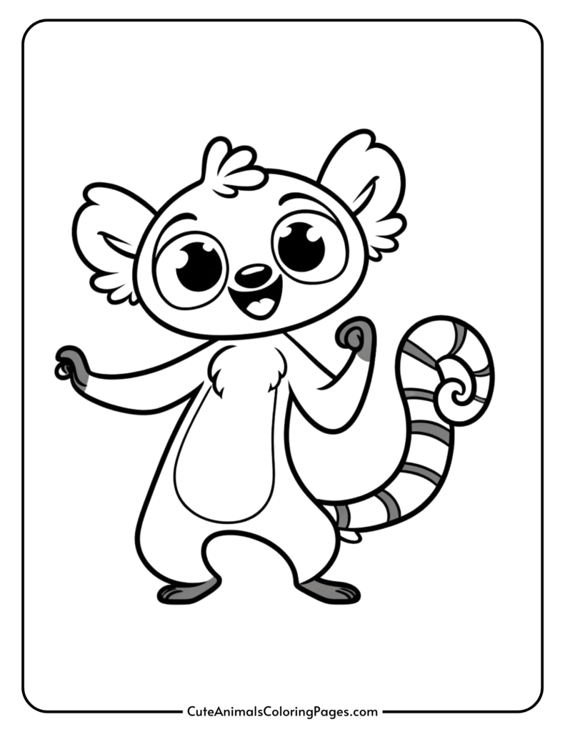 cartoon lemur coloring sheet