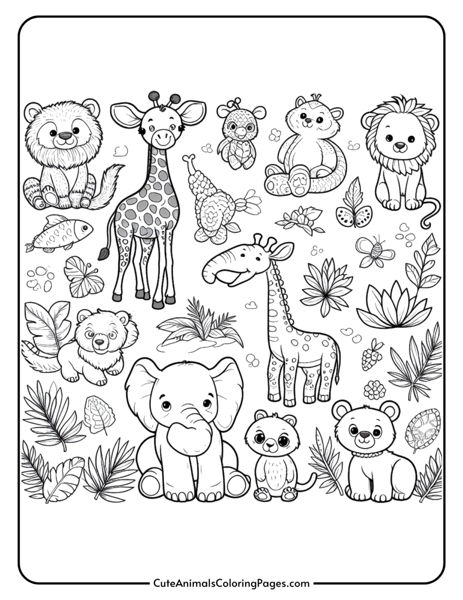 Jungle Animals Coloring Pages (Free Printable Pages) - Cute Animals ...