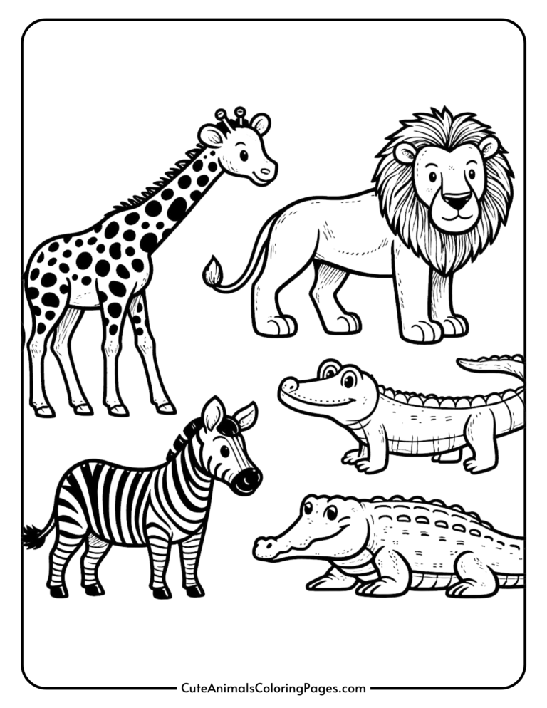 Jungle Animals Coloring Pages (Free Printable Pages) - Cute Animals ...