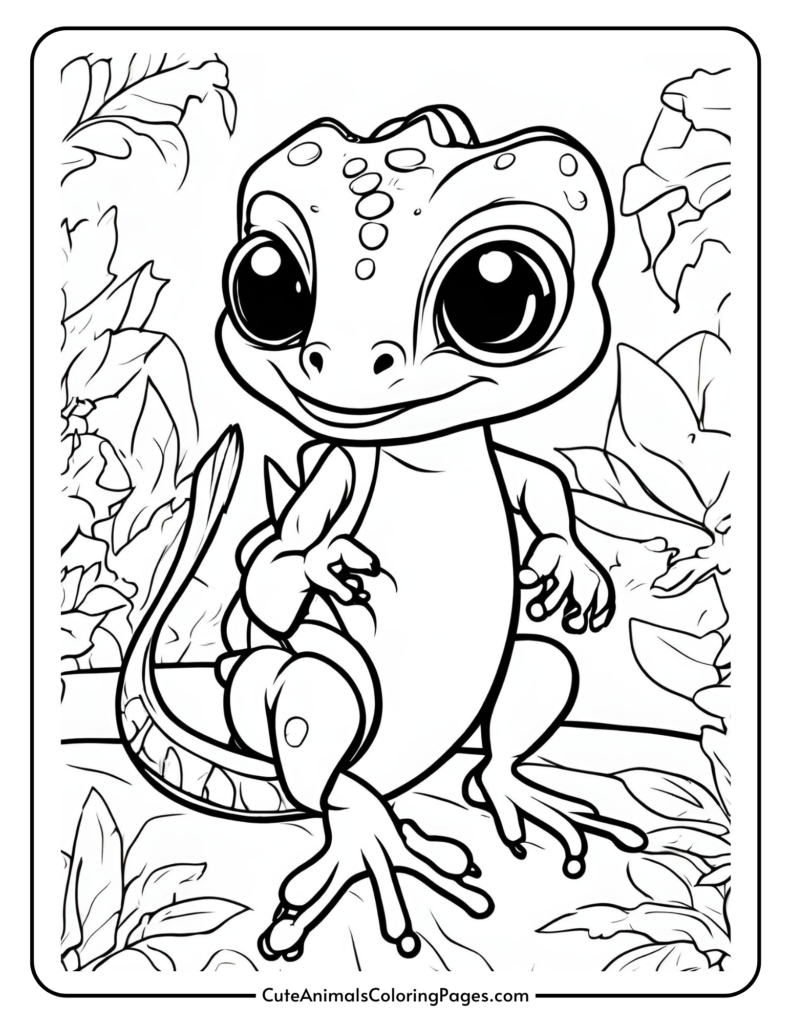 happy lizard with big eyes in nature