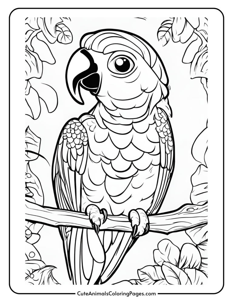 Parrot Coloring Pages (7 Free Printable Pages) - Cute Animals Coloring ...