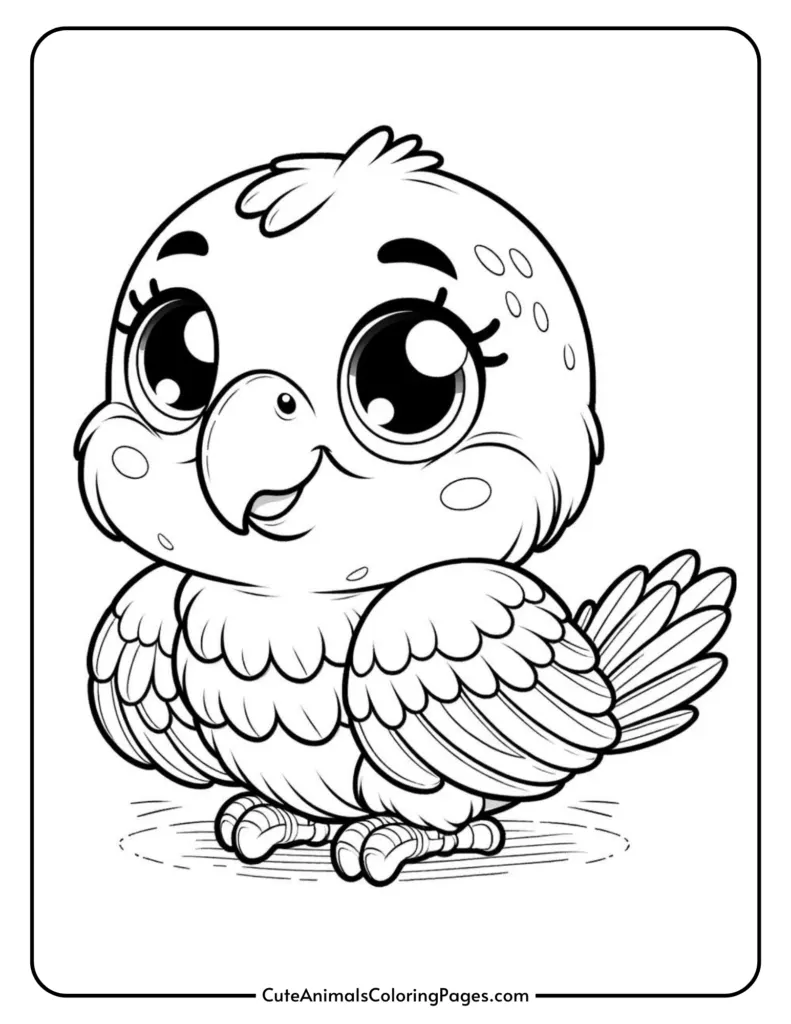 kawaii parrot coloring page with cute eyes