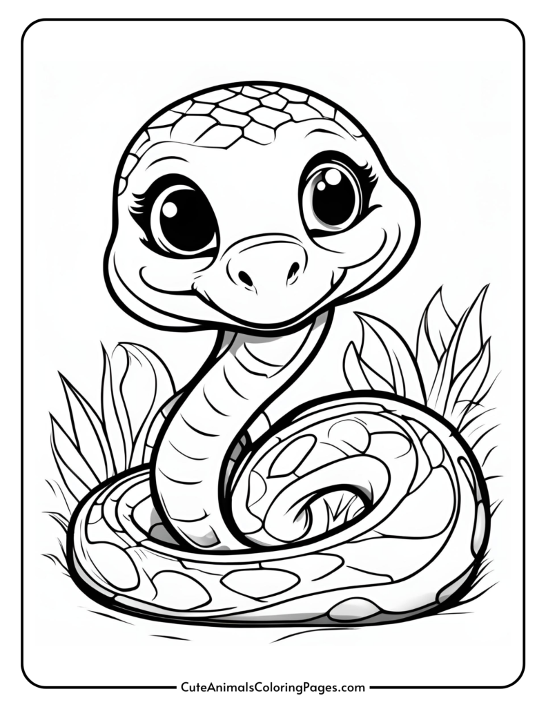 happy snake near grass