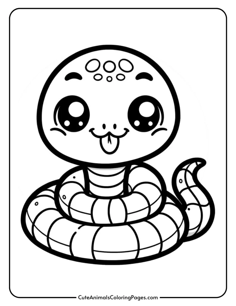 adorable snake coloring page with tongue out