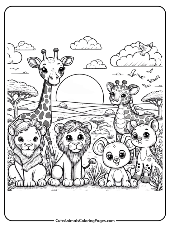 Savanna Animals Coloring Pages (Free Printable Pages)