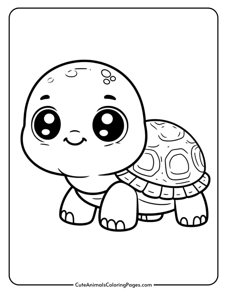 Cute baby turtle coloring page for kids.