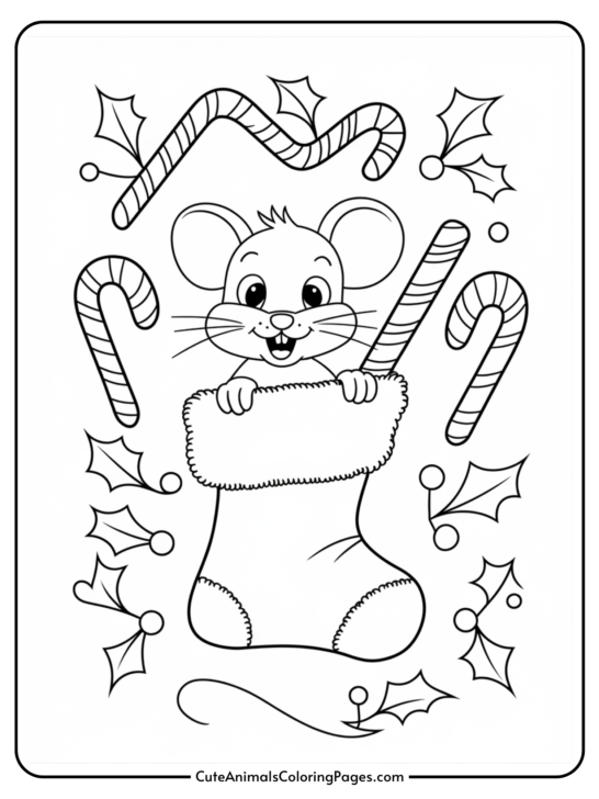 Christmas Mouse Coloring Pages (9 Free Printable PDF Pages)