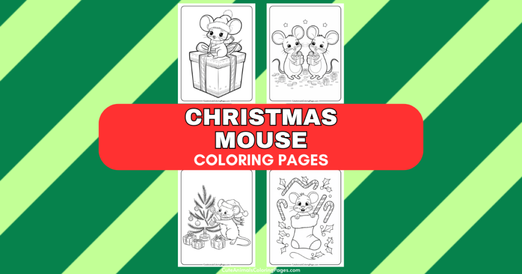 Christmas mouse coloring pages featuring adorable illustrations of mice with gifts, Christmas trees, and festive decorations. Perfect for kids to enjoy during the holiday season.