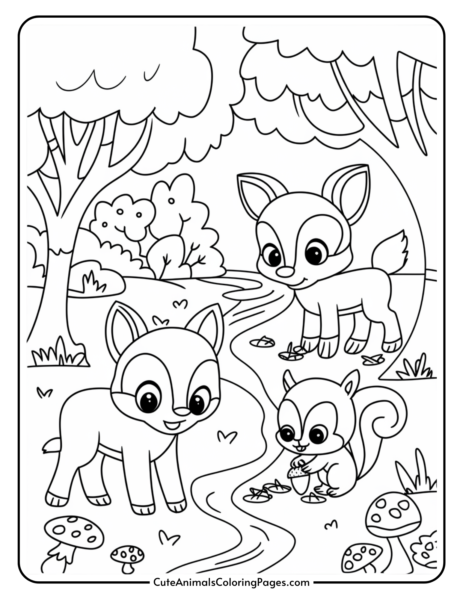 cute animals coloring page