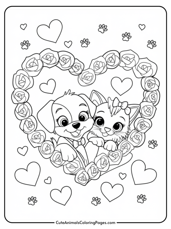 Cute Animal Valentine Coloring Pages (8 Free Printables)