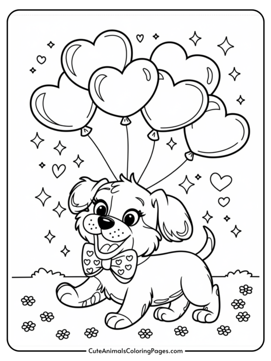 Puppy Valentine Coloring Pages (5 Free Printables)