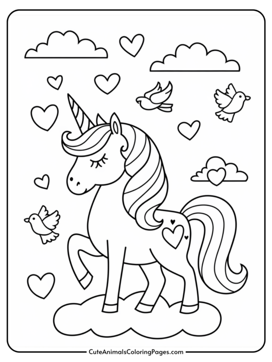 Unicorn Valentine Coloring Pages (8 Free Printables)