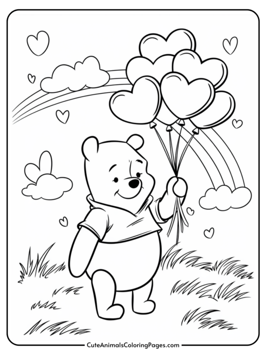 Winnie the Pooh Valentines Day Coloring Pages (8 Free Printables)