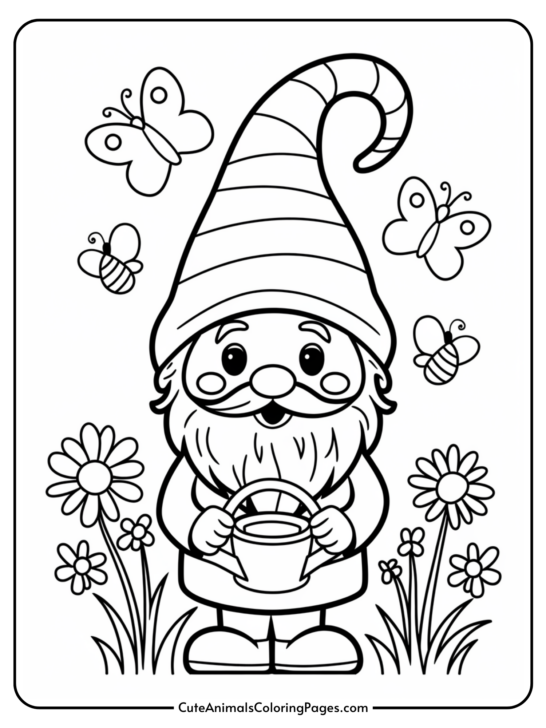 Spring Gnome Coloring Pages (12 Free Printable PDF Pages)