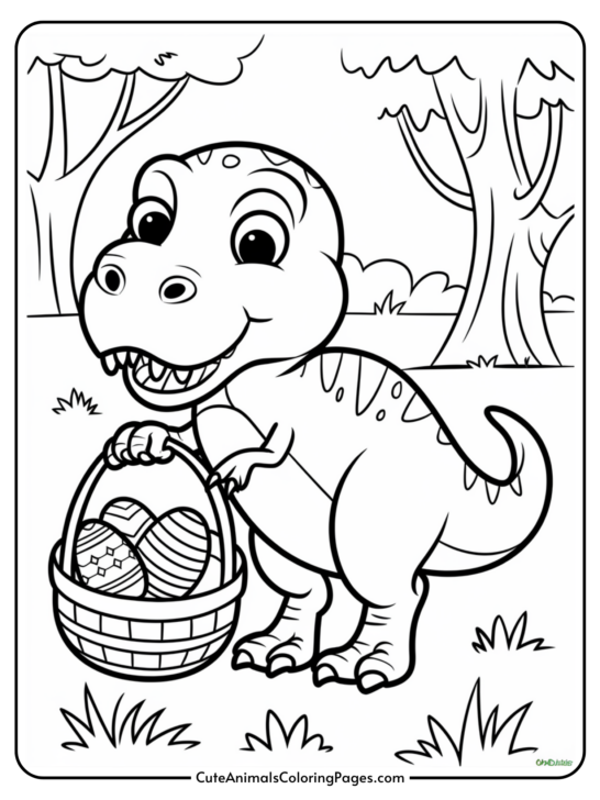 Dinosaur Easter Coloring Pages (15 Free Printable PDF Pages)